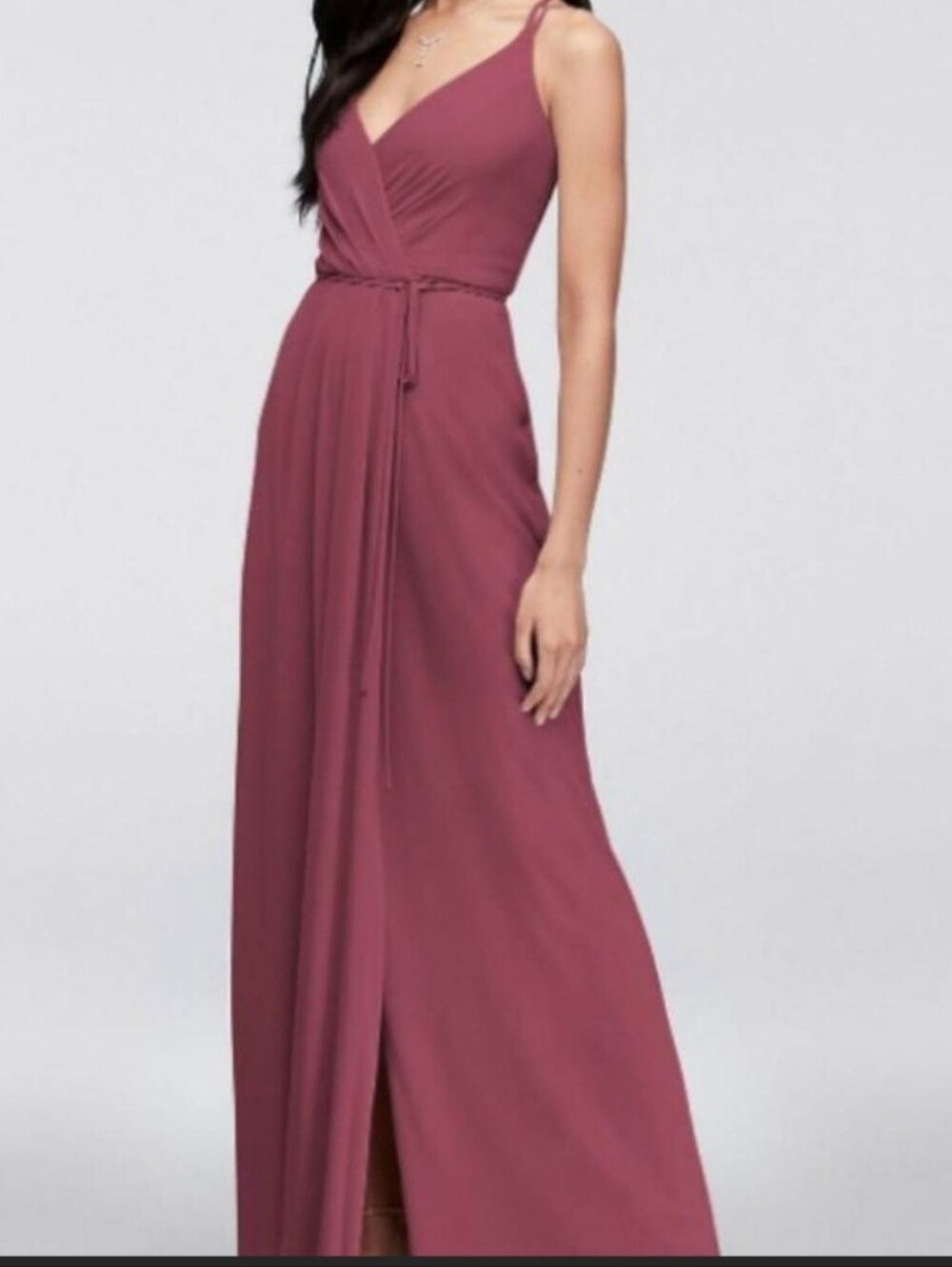 Davids Bridal Georgette Wrap Dress Brand New With Tags Size 6 Plum Purple